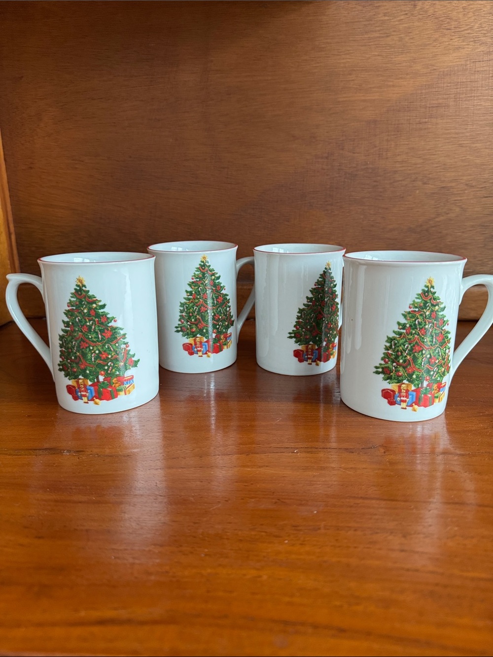 Vintage Holiday Time Christmas Mugs, Set Of 4